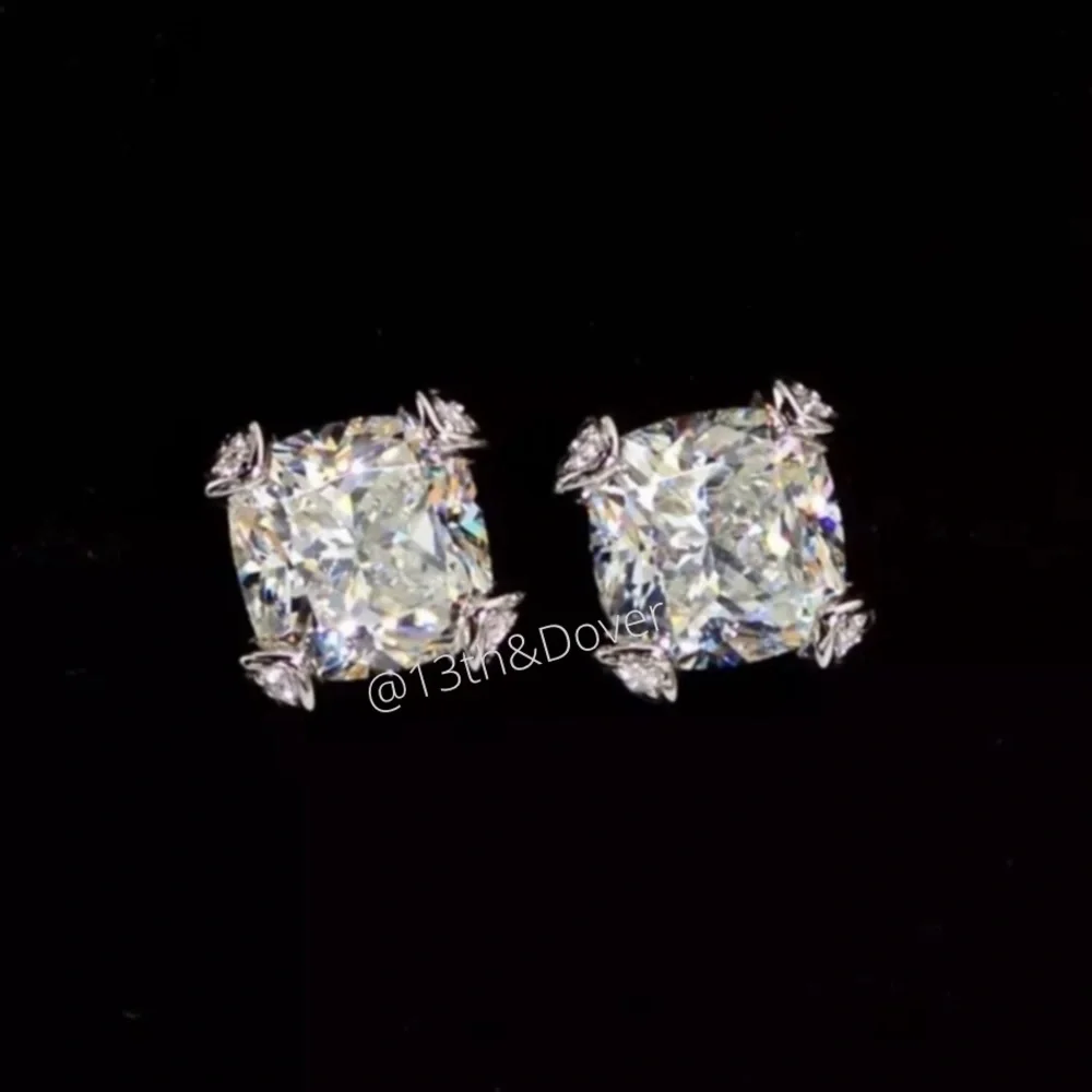 2ct Cushion Cut Earrings - Picture 9 of 11